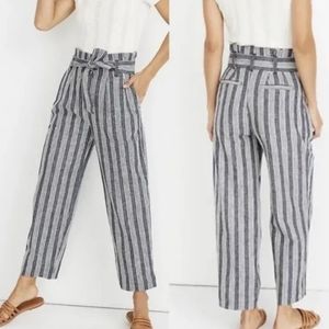 MADEWELL Paperbag Linen Cotton Striped Pants